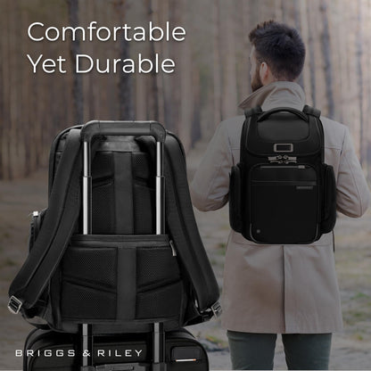 Briggs & Riley Medium Cargo Backpack for Women & Men - Laptop Backpack, For Work & Travel, Lightweight & Durable, Padded Straps, Fits up to 15" Laptop - @work Collection, Black Gsupps Australia