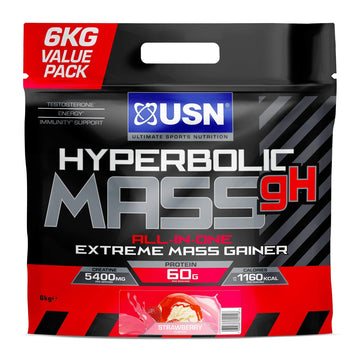 USN Hyperbolic Mass Strawberry 6kg: High Calorie Mass Gainer Protein Powder for Fast Muscle Mass USN buy australia supplements