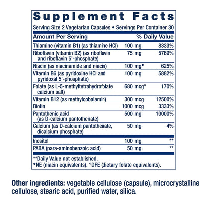 Life Extension BioActive Complete B-Complex, Heart,  Nerve Support, Healthy Energy, Metabolism, Complete B Complex, 60 Vegetarian Capsules Life Extension