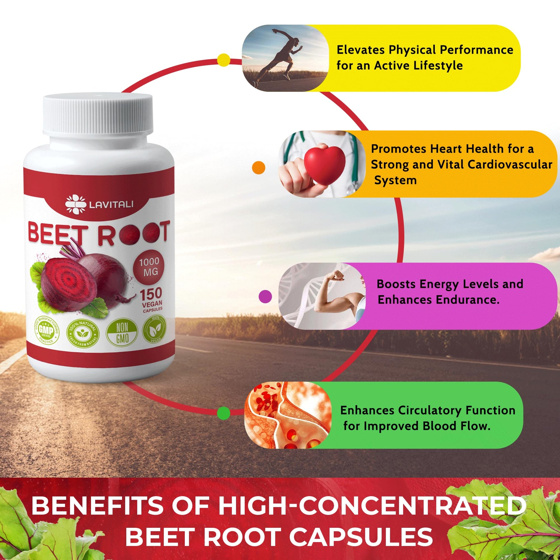 LaVitali 275 Beet Root Extract Capsules, 1000mg per Serving, High Concentrated Herbal LaVitali buy australia supplements