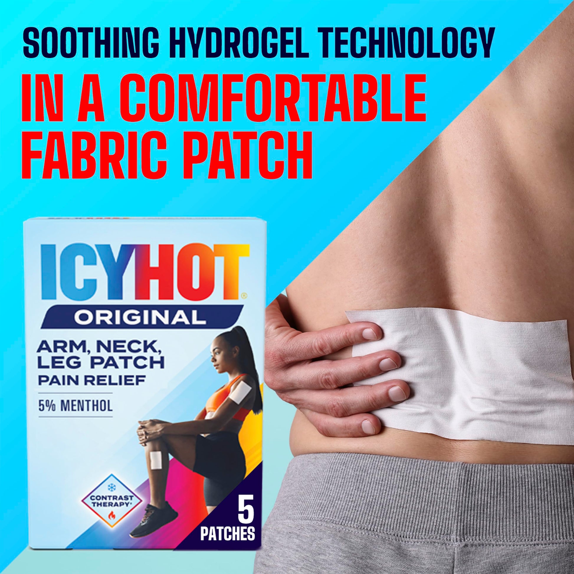 Icy Hot Original Pain Relief Patch, Medium Size Fabric Patches for Arm, Neck and Leg with Menthol 5%, Ice and Heat Contrast Therapy for Backaches, Joints, Muscle Strains and Arthritis, 5 ct. Icy Hot buy australia supplements