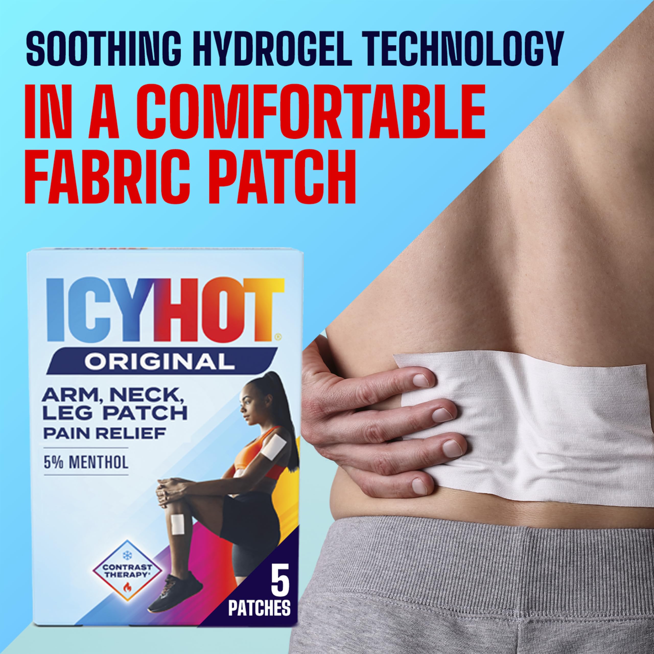 Icy Hot Original Pain Relief Patch, Medium Size Fabric Patches for Arm, Neck and Leg with Menthol 5%, Ice and Heat Contrast Therapy for Backaches, Joints, Muscle Strains and Arthritis, 5 ct. Icy Hot buy australia supplements
