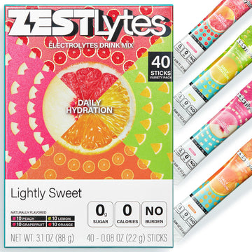 ZestLytes 40 Sticks Low Sodium Sugar Free & 0 Calorie Electrolyte Hydration Packets, Lightly Sweet Electrolyte Powder Drink Mix, Liquid Daily IV Flavors | Lemon Orange Peach Grapefruit ZestLytes buy australia supplements
