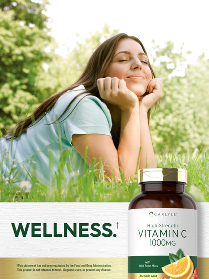 Carlyle Vitamin C 1000mg | 300 Vegetarian Caplets | Ascorbic Acid with Wild Rose Hips | High Strength Formula Carlyle