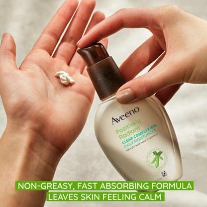 Aveeno Positively Radiant Clear Complexion Face Moisturizer, Acne Facial Moisturizer with Soy and Salicylic Acid for Oily Skin, Hypoallergenic Formula Aveeno