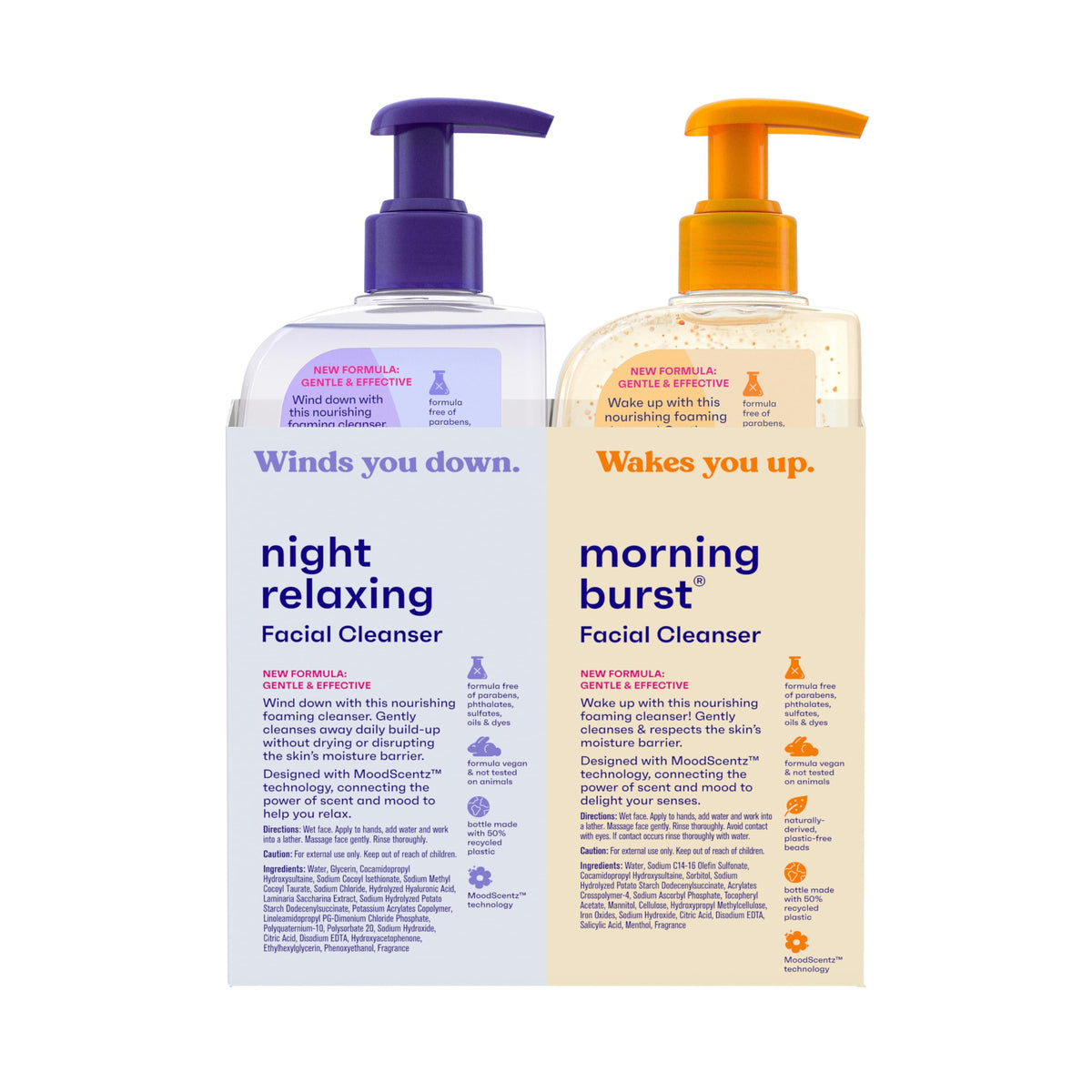 Clean & Clear 2-Pack Oil-Free Facial Cleansers with Citrus Scent, Morning Burst and Night Relaxing, 16 oz Clean & Clear