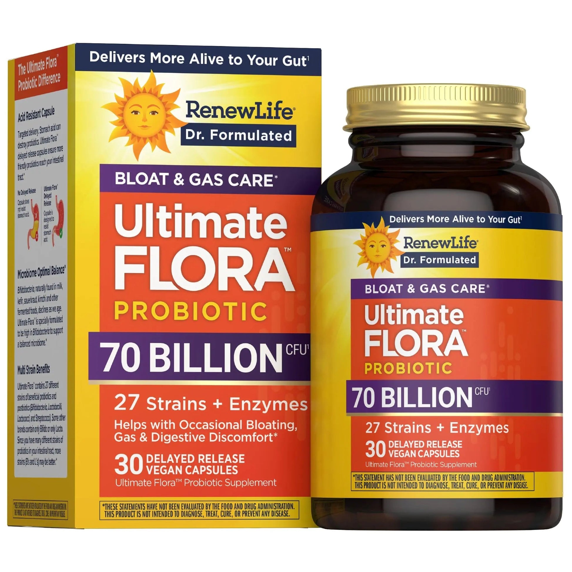 Renew Life Ultimate Flora Probiotics Bloat & Gas Support 70 Billion CFU Delayed Release Vegan Capsules | Doctor Formulated | Digestive Health | Immune Health | Dairy Free | 30 Count Renew Life buy australia supplements