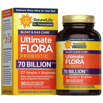 Renew Life Ultimate Flora Probiotics Bloat & Gas Support 70 Billion CFU Delayed Release Vegan Capsules | Doctor Formulated | Digestive Health | Immune Health | Dairy Free | 30 Count Renew Life buy australia supplements