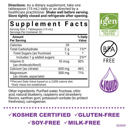 Bluebonnet Nutrition Liquid Calcium Citrate, Magnesium, Vitamin D3, Bone Health, Gluten Free, Soy Free, Milk Free, Kosher, 16 fl oz BlueBonnet