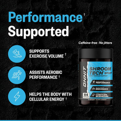 ONNIT Shroom Tech Sport Daily Exercise Support Capsules, Pre Workout Supplement with Cordyceps Mushrooms, Dietary Supplement for Daily Energy Support, 84 Count