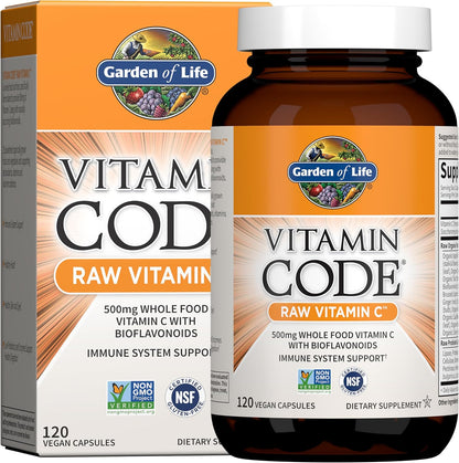 Garden of Life Vitamin Code Raw Vitamin C - 120 Capsules, 500mg Whole Food Vitamin C Capsules + Fruit & Veggie Blend & Probiotics, Supplements for Adults, Vegan, Gluten Free Gsupps Australia