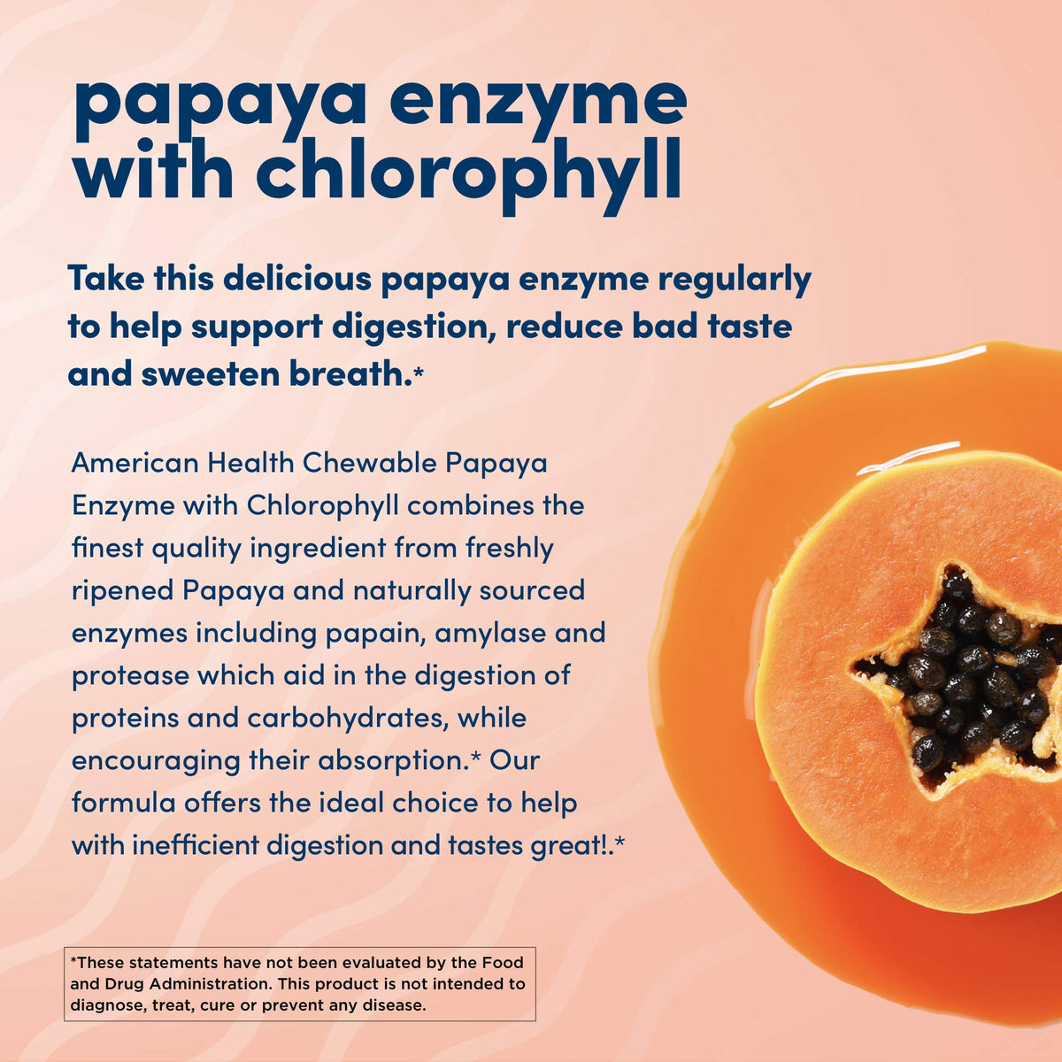 American Health Chewable Papaya Enzyme with Chlorophyll 600 Chwbls American Health