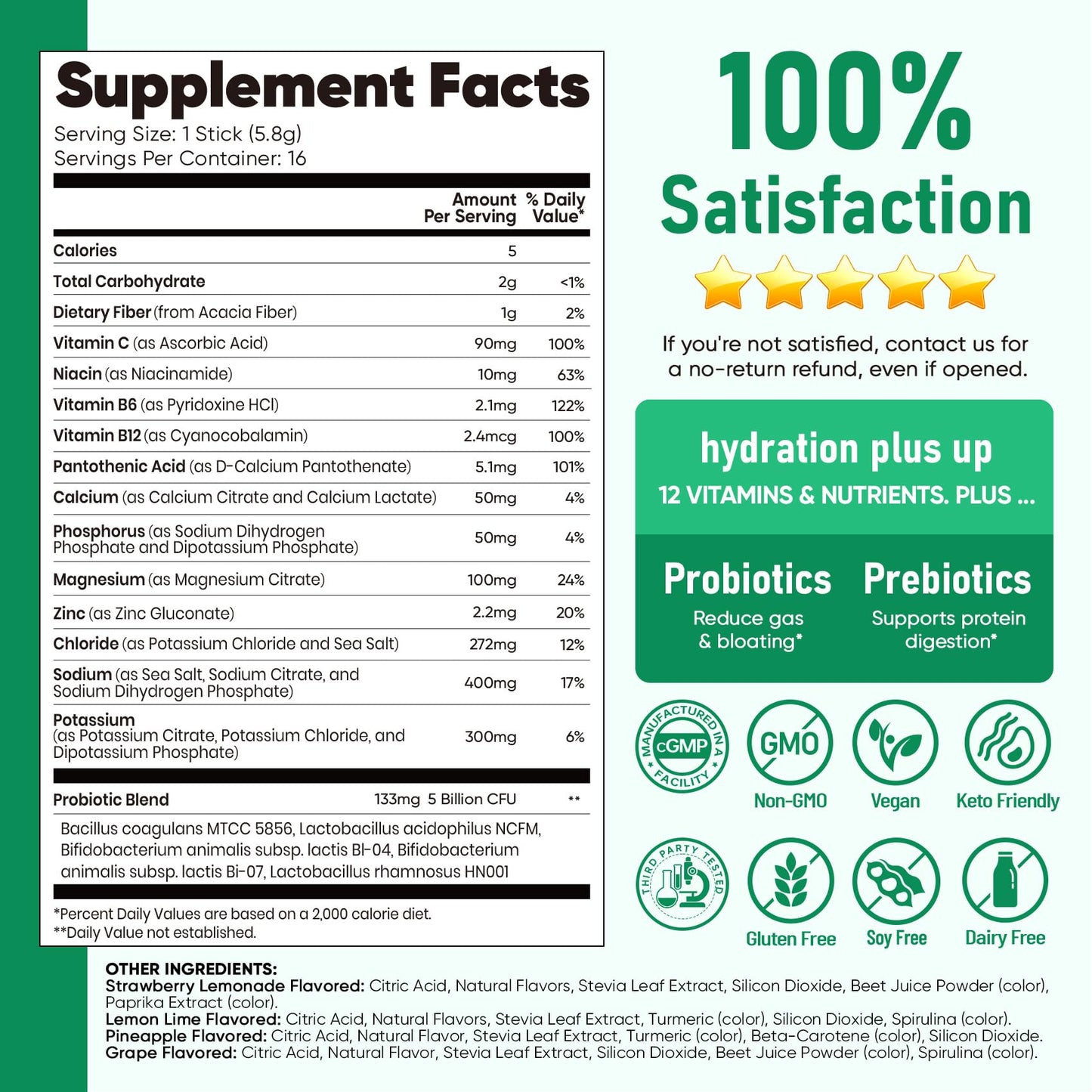 Venture Pal 2-in-1 Hydration Packets + Gut Health Electrolytes Powder - 7 Electrolytes & 5 Vitamins, Probiotics Venture Pal