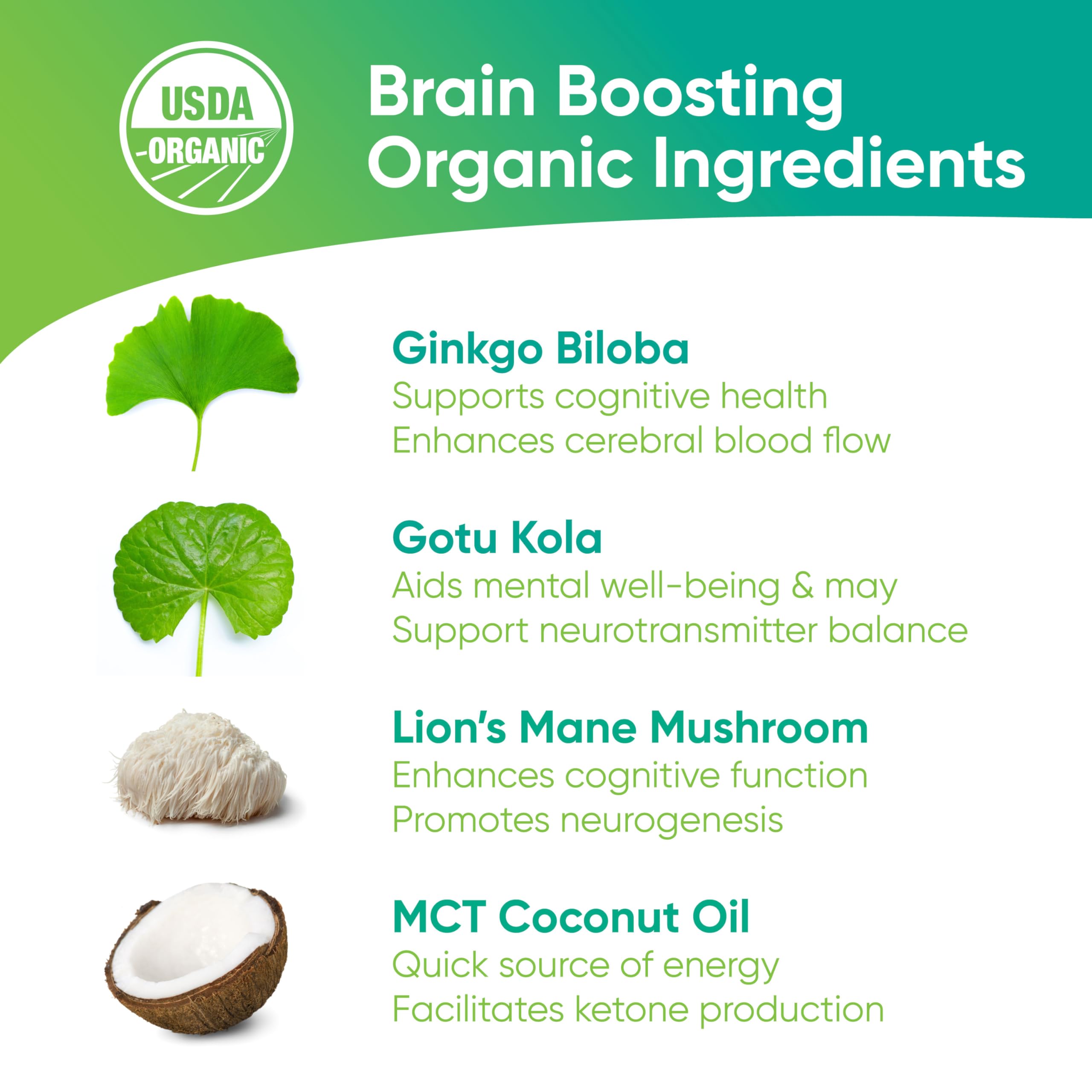 Brain Tea Focus & Memory - Brain Tea Organic Certified 4-in-1 Nootropic Herbal Supplement with Ginkgo Biloba, Gotu Kola, Lion’s Mane Mushroom, MCT Caffeine-Free for Mental Clarity (30 Sachets) Brain Tea buy australia supplements