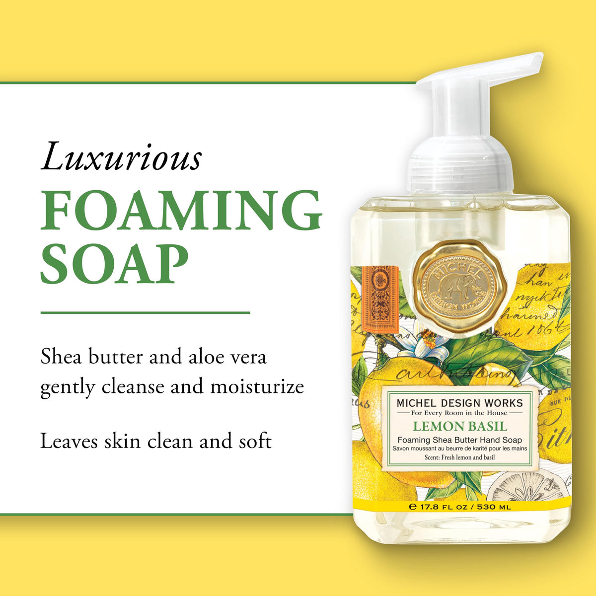 Michel Design Works Foaming Hand Soap, Lemon Basil, 1-Pack, 17.8 Fl oz Each Michel Design Works