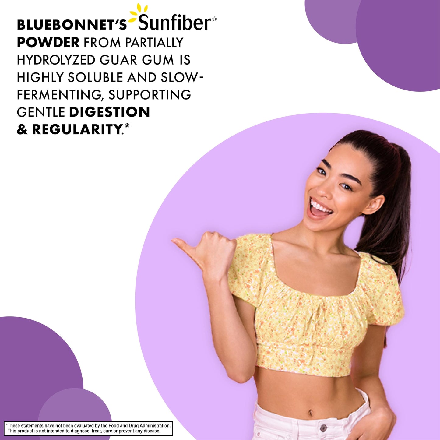 BlueBonnet Nutrition Sunfiber – 6 g of Plant Based Prebiotic Soluble Fiber – Supports Digestive Health* - Instant Dissolve – Non-GMO, Vegan, Kosher BlueBonnet