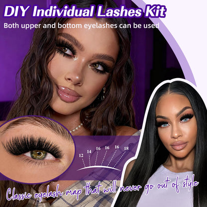 B&Q Fluffy Lash Clusters Kit 100D+200D 0.05MM Dramatic Eyelash Clusters Kit B&Qaugen