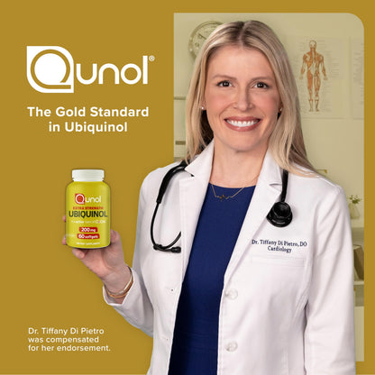 Qunol 200mg Ubiquinol, Powerful Antioxidant for Heart and Vascular Health, Essential for energy production, Natural Supplement Active Form of CoQ10, 60 Count Qunol