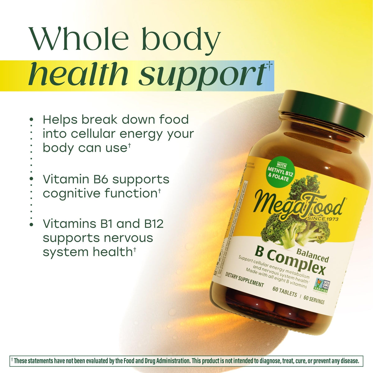 MegaFood Balanced B Complex - Vitamin B Complex for Women & Men - Vitamin B6, B12, Folate, Biotin - Cellular Energy Metabolism MegaFood