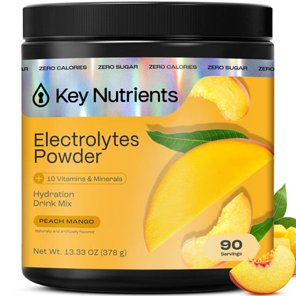 KEY NUTRIENTS Multivitamin Electrolytes Powder No Sugar - Tropical Peach Mango Electrolyte Powder - Endurance & Energy Supplement - Hydration Powder KEY NUTRIENTS