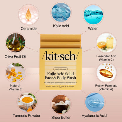 Kitsch Kojic Acid Soap – Turmeric Soap Bar – Made in USA, 4 oz Kitsch