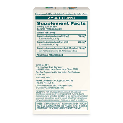 Himalaya Organic Ashwagandha Root, 2 Month Supply - Herbal Adrenal Support Supplements for Stress Relief and Energy Support - USDA Organic, Non-GMO, Vegan Himalaya