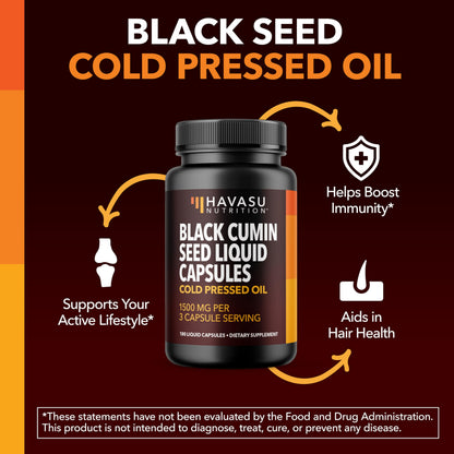 Black Seed Oil Capsules, Vegan, Non-GMO, Cold-Pressed Nigella Sativa, 90ct | 1500mg Per Serving Black Cumin Supplement for Skin Health, Immune Function, and Digestive Health, Unflavored, 30 Servings Gsupps Australia
