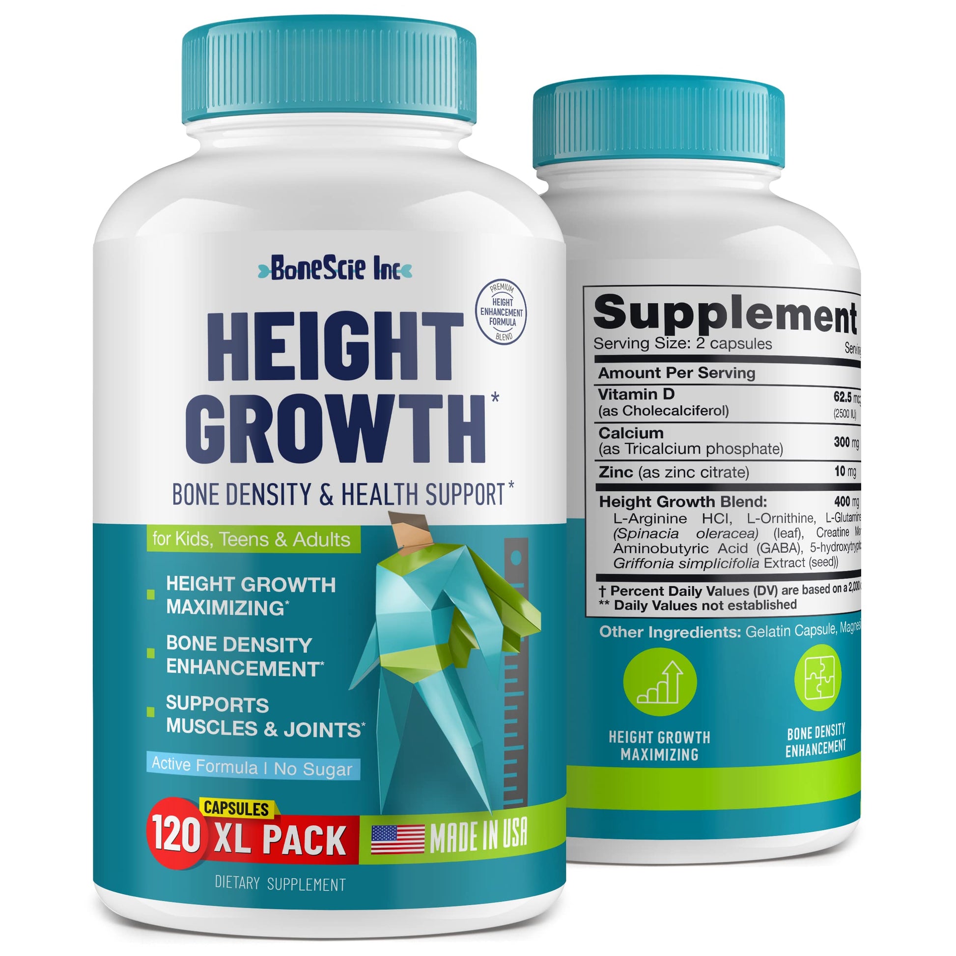 Height Growth Maximizer - Made in USA - Natural Height Increase Booster & Bone Growth Pills - Grow Taller Supplement for Adults, Teens & Kids - Vitamins for Boys & Girls to Get Taller - 120 capsules BONESCIE INC buy australia supplements