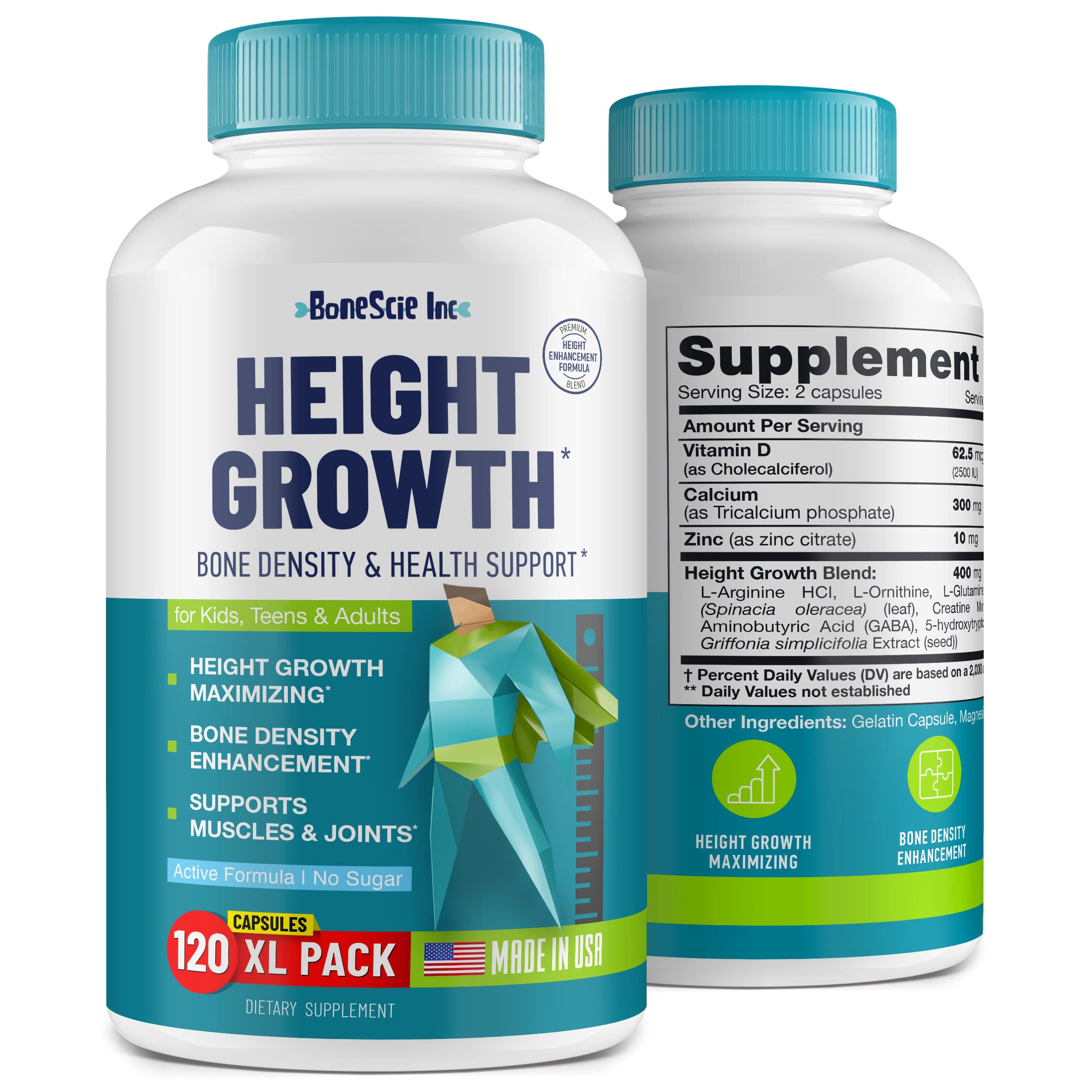 Height Growth Maximizer - Made in USA - Natural Height Increase Booster & Bone Growth Pills - Grow Taller Supplement for Adults, Teens & Kids - Vitamins for Boys & Girls to Get Taller - 120 capsules BONESCIE INC buy australia supplements