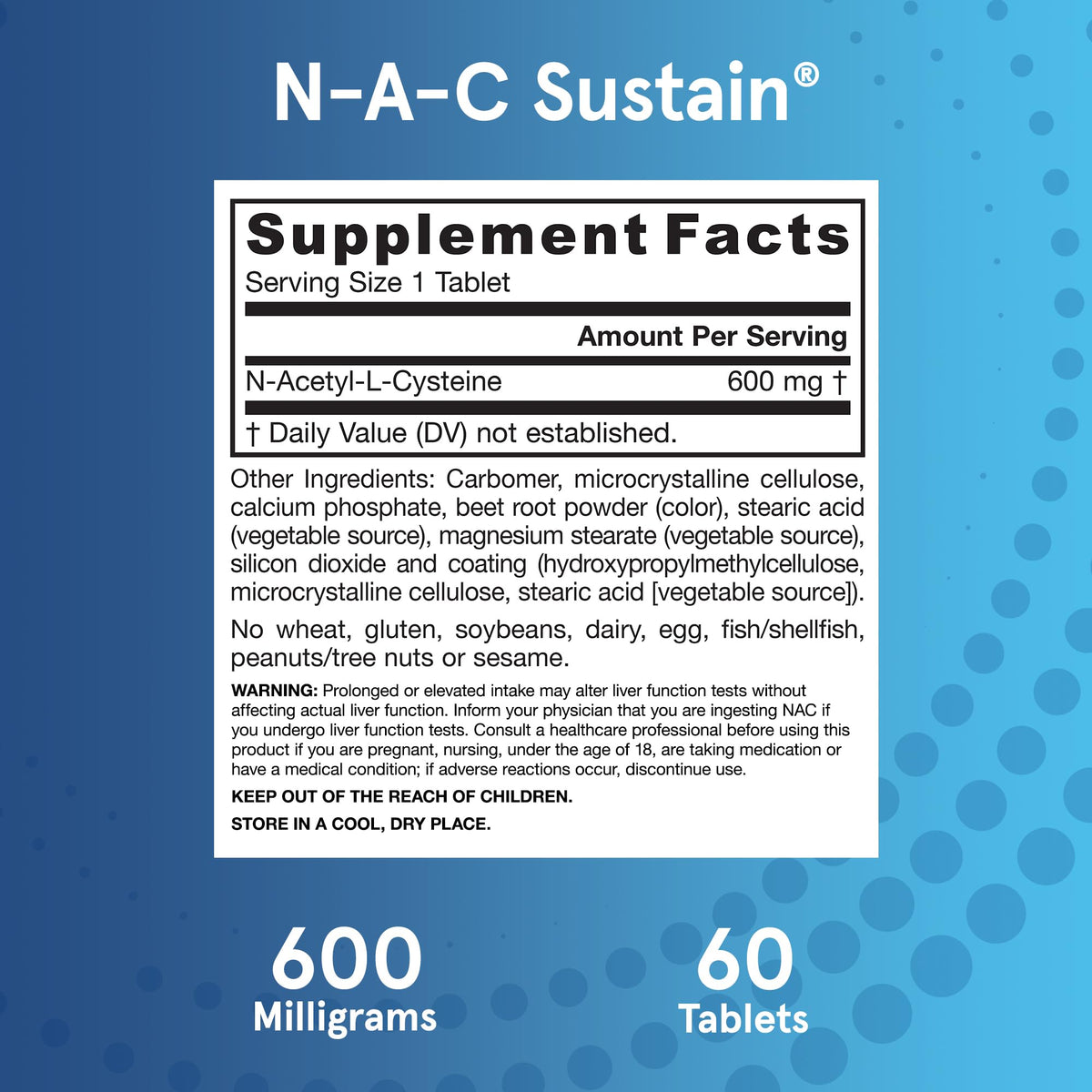 Jarrow Formulas N-A-C Sustain 600 mg, Dietary Supplement, NAC 600 mg, an Antioxidant Amino Acid Support Jarrow Formulas