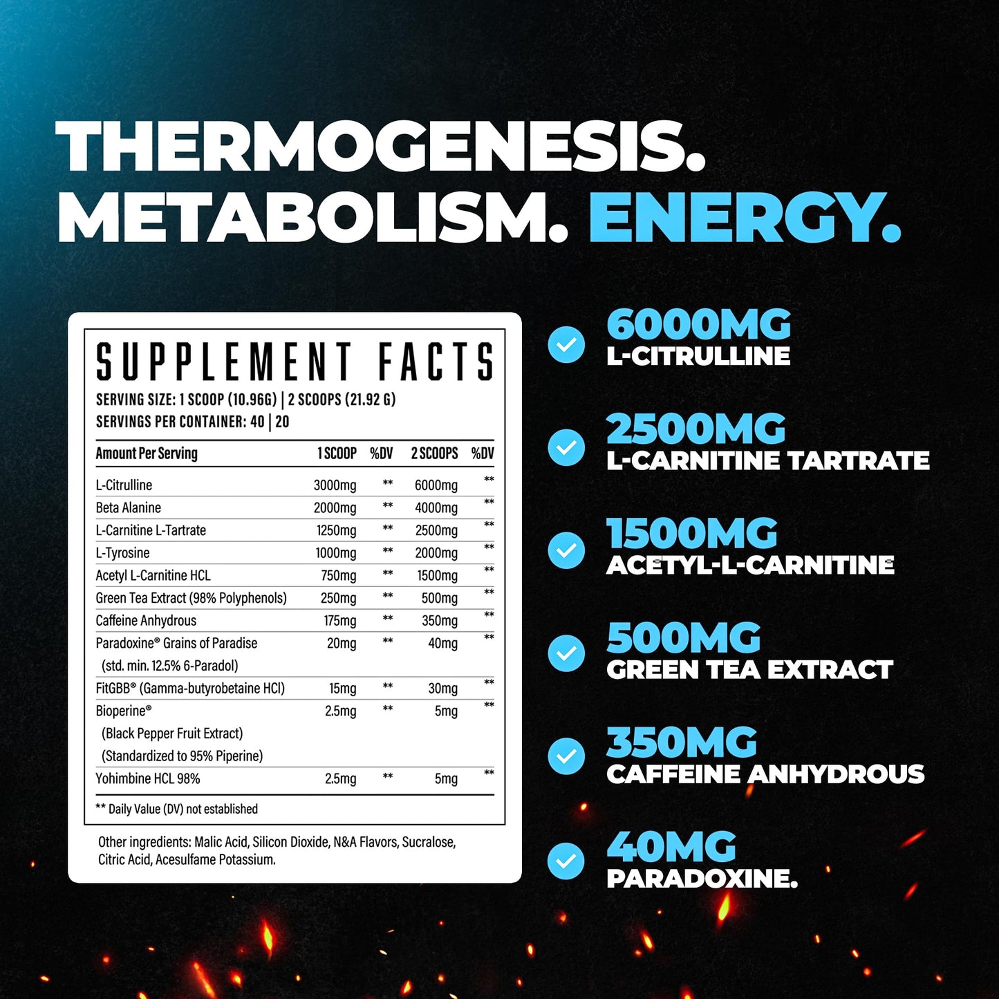 Wrecked Inferno - Thermogenic Pre Workout For Men & Women, Increase Energy, Boost Thermogenesis & Metabolism, Enhance Exercise Performance - Contains L-Citrulline, L-Carnitine, Beta-Alanine & More