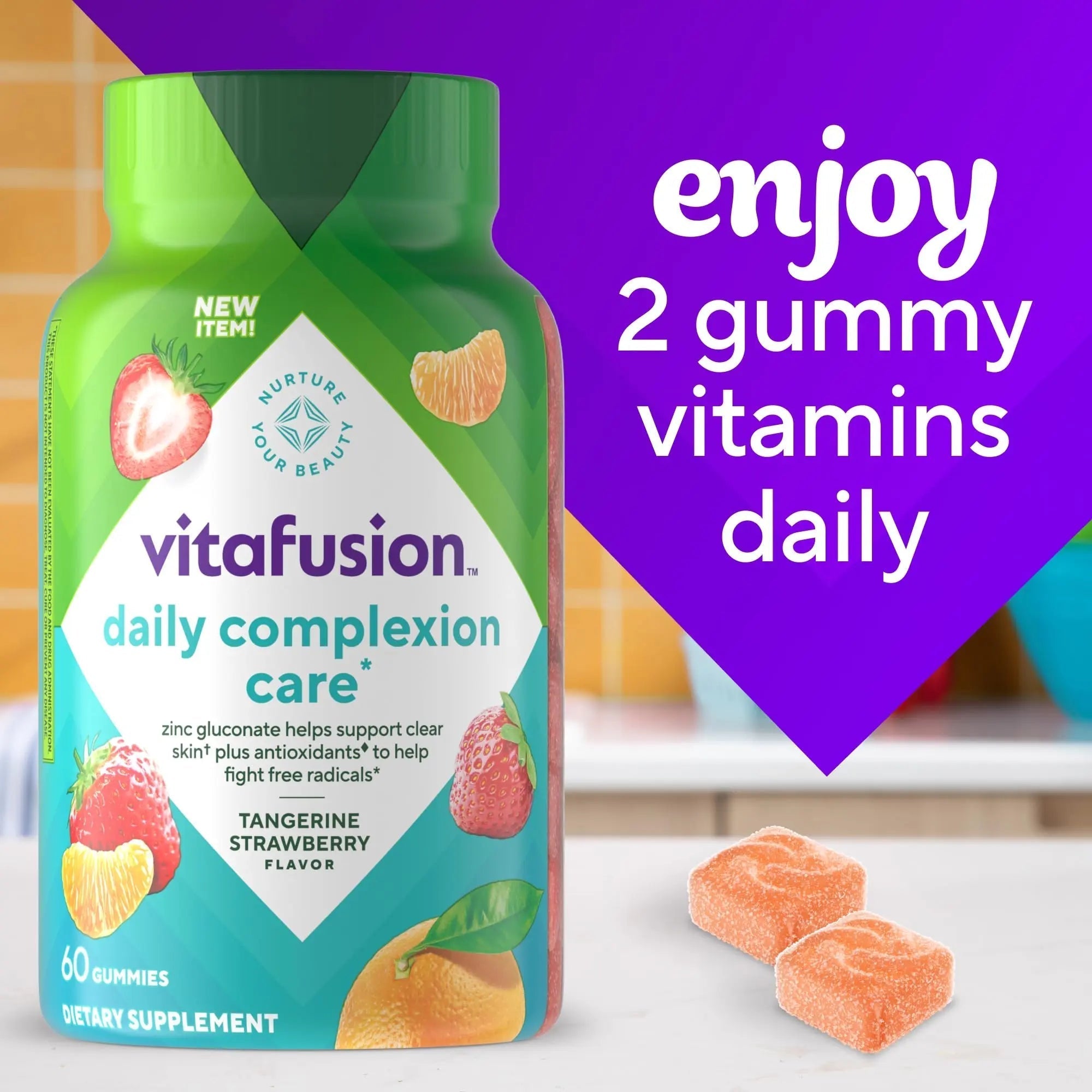 vitafusion Daily Complexion Care (1), Beauty Supplement Helps Support Clear Skin (1) (2) with Zinc Gluconate, Plus Vitamins E & C Vitafusion buy australia supplements