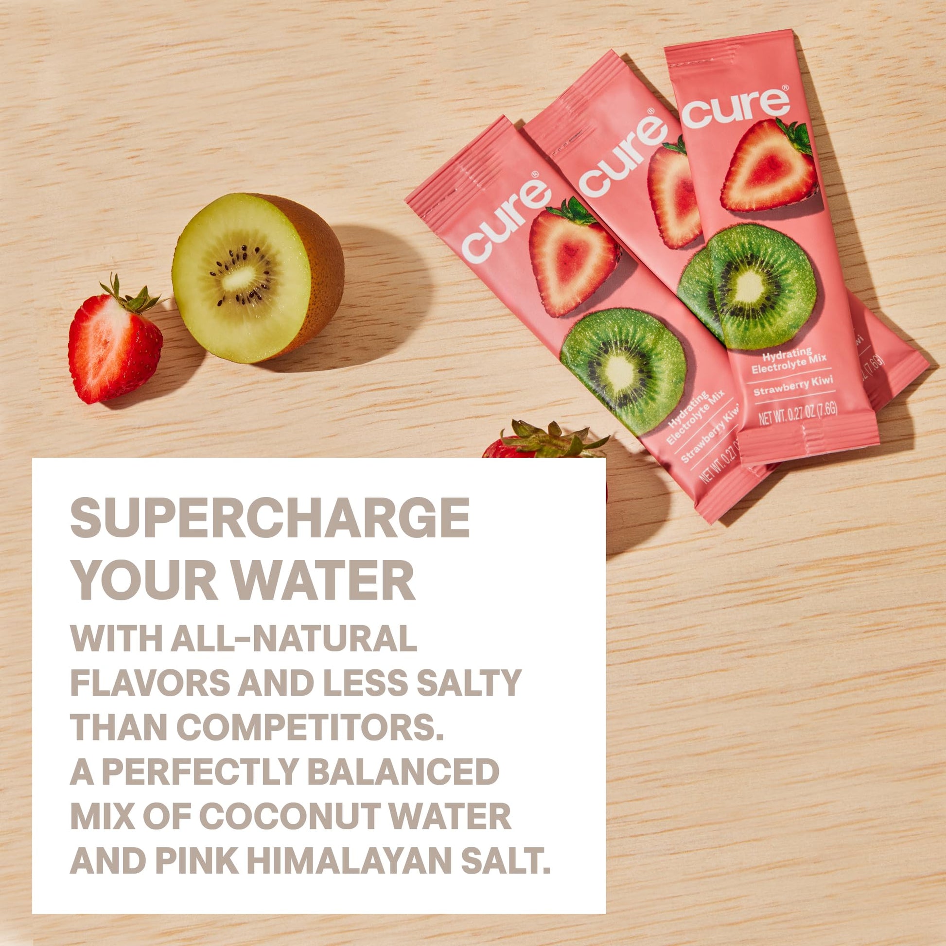 Cure Hydration | Plant-Based Electrolyte Drink Mix | No Added Sugar | FSA-HSA | Dehydration Relief Powder Made with Coconut Water | Non-GMO | Vegan | 28 Servings Jar - Strawberry Kiwi Cure Hydration buy australia supplements