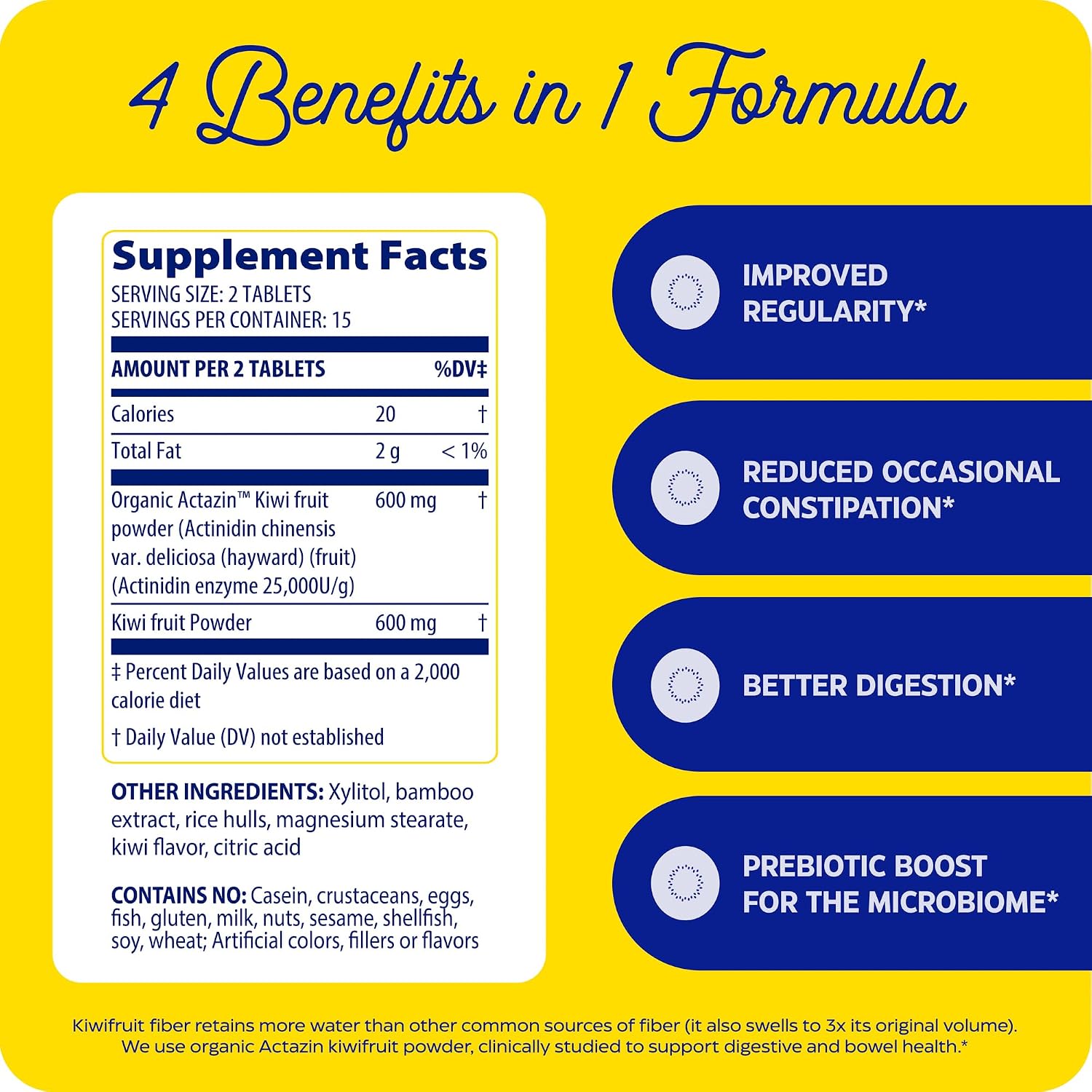 Enzymedica Kiwi Regularity - Bowel Movement Supplement for Women & Men, Occasional Constipation Support, Reduces Gas & Bloating, Daily Digestion & Gut Health Support for Adults - 30 Chewable Tablets Gsupps Australia