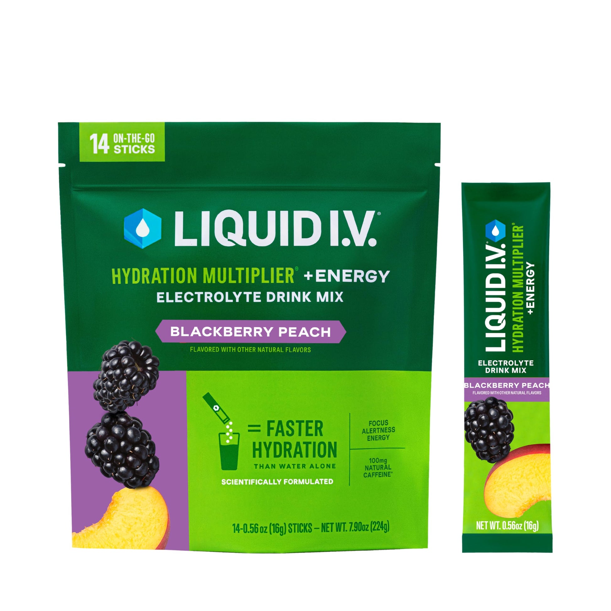 Liquid I.V.® Hydration Multiplier +Energy | Blackberry-Peach | Electrolyte Powder Drink Mix | 1 Pack (14 Servings) Liquid I.V. buy australia supplements