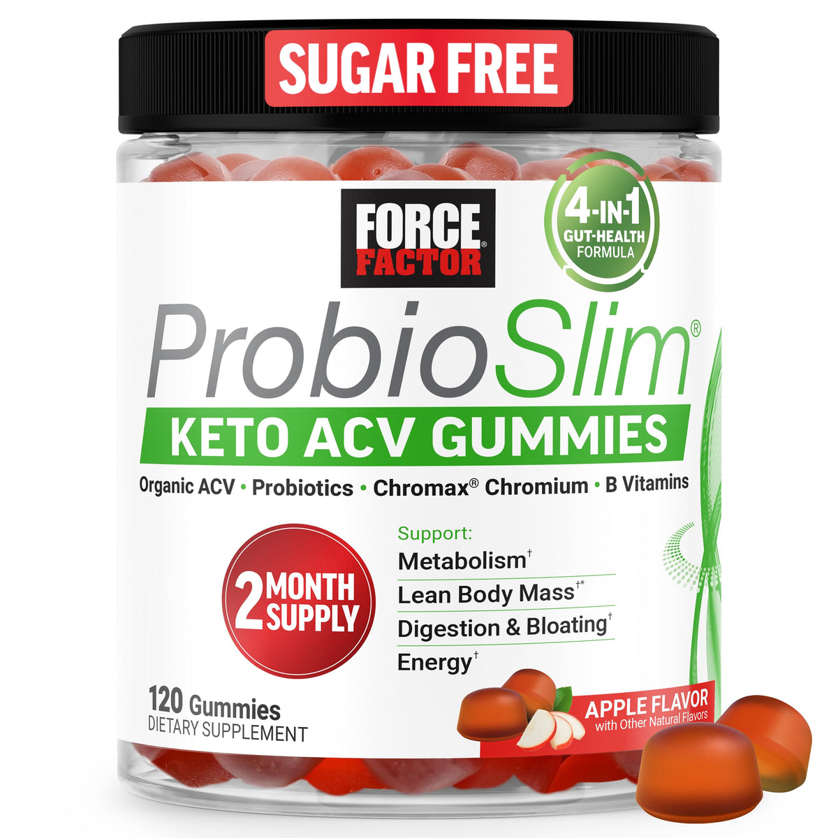 Force Factor ProbioSlim Keto ACV Gummies, Organic Apple Cider Vinegar Gummies with LactoSpore Probiotics & Prebiotics to Support Digestion, Metabolism, & Immune Health Force Factor