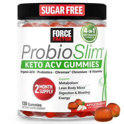 Force Factor ProbioSlim Keto ACV Gummies, Organic Apple Cider Vinegar Gummies with LactoSpore Probiotics & Prebiotics to Support Digestion, Metabolism, & Immune Health Force Factor