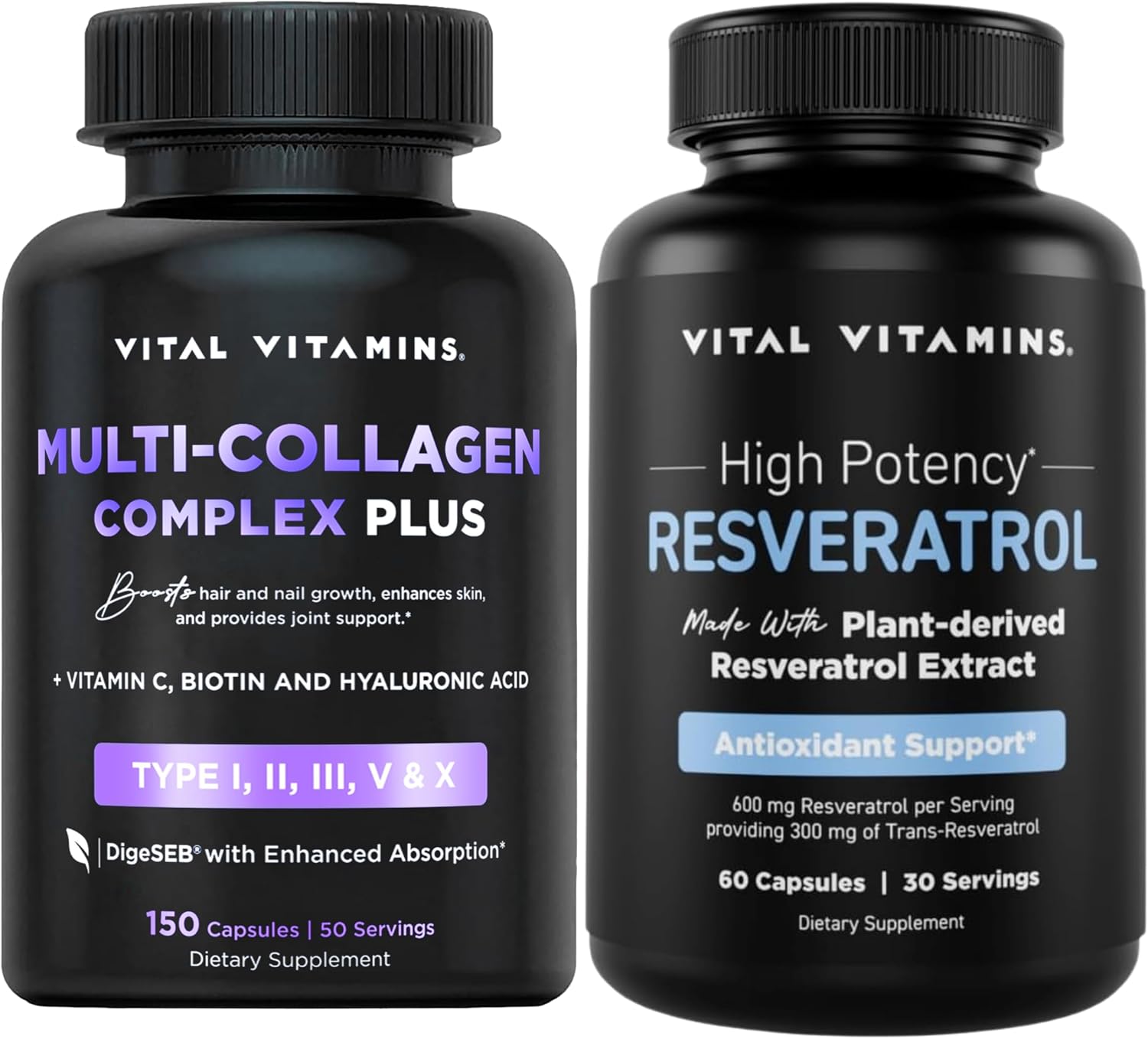 Vital Vitamins Multi Collagen Complex Plus Capsules + Resveratrol Capsules Gsupps Australia