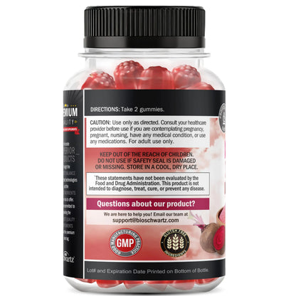 Sugar Free Beet Root Gummies - Nitric Oxide Gummies Infused with Coconut Oil for Highest Absorption - Supports Energy & Whole Body Health BioSchwartz