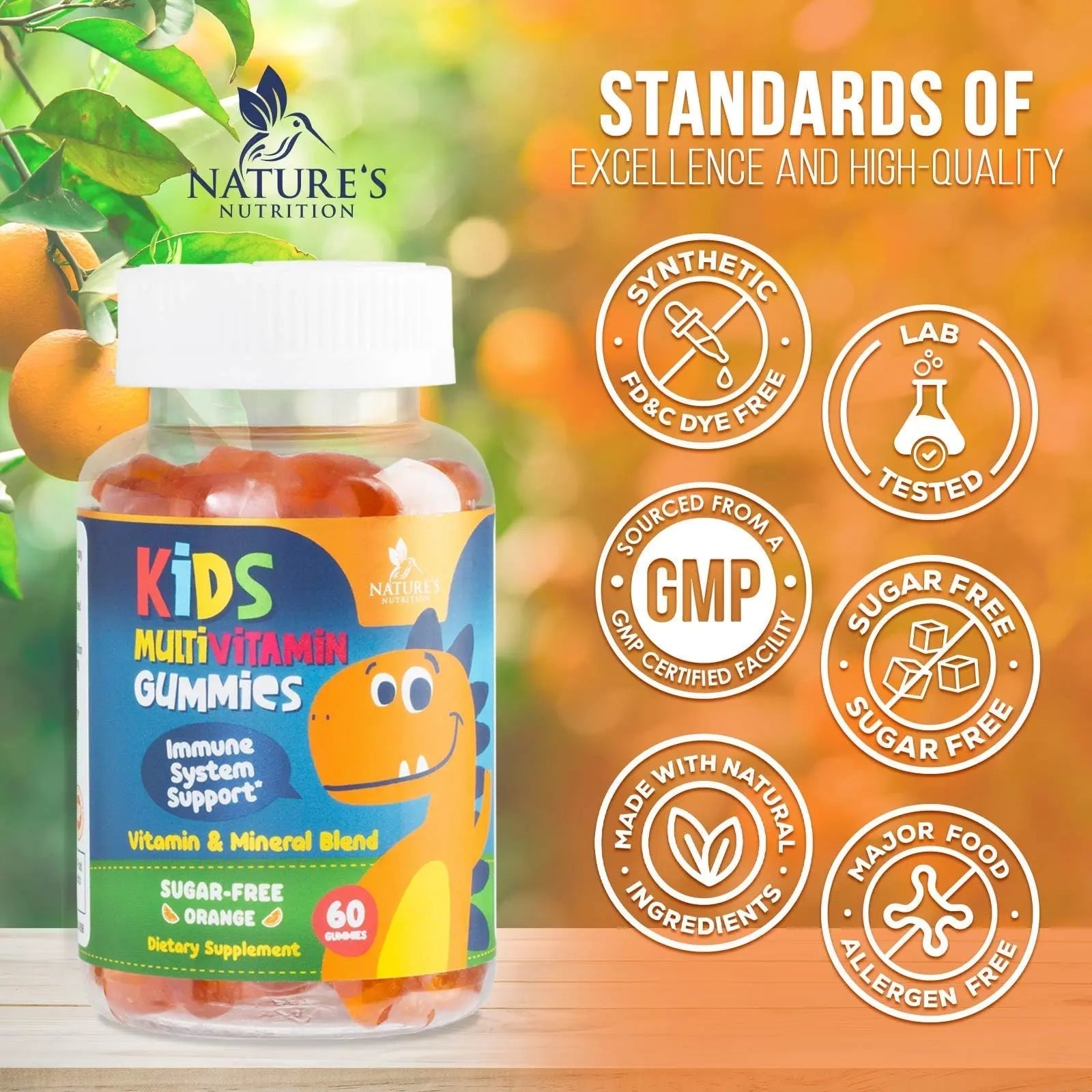 Kids Multivitamin Gummies - Improved Sugar-Free Formula - 100% Daily Folate, Kids Vitamins with Essential Vitamins A, C, D3, E, B6, B12 Nature's Nutrition buy australia supplements