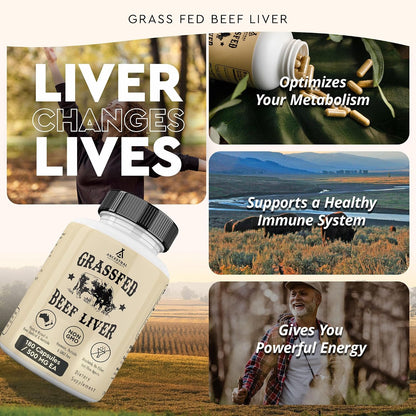Ancestral Supplements Grass Fed Beef Liver Capsules, Supports Energy Production, Cleansing, Digestion, Immunity and Body Wellness, Non GMO, Freeze Dried Liver Support, 180 Capsules Bottle (3 Pack)