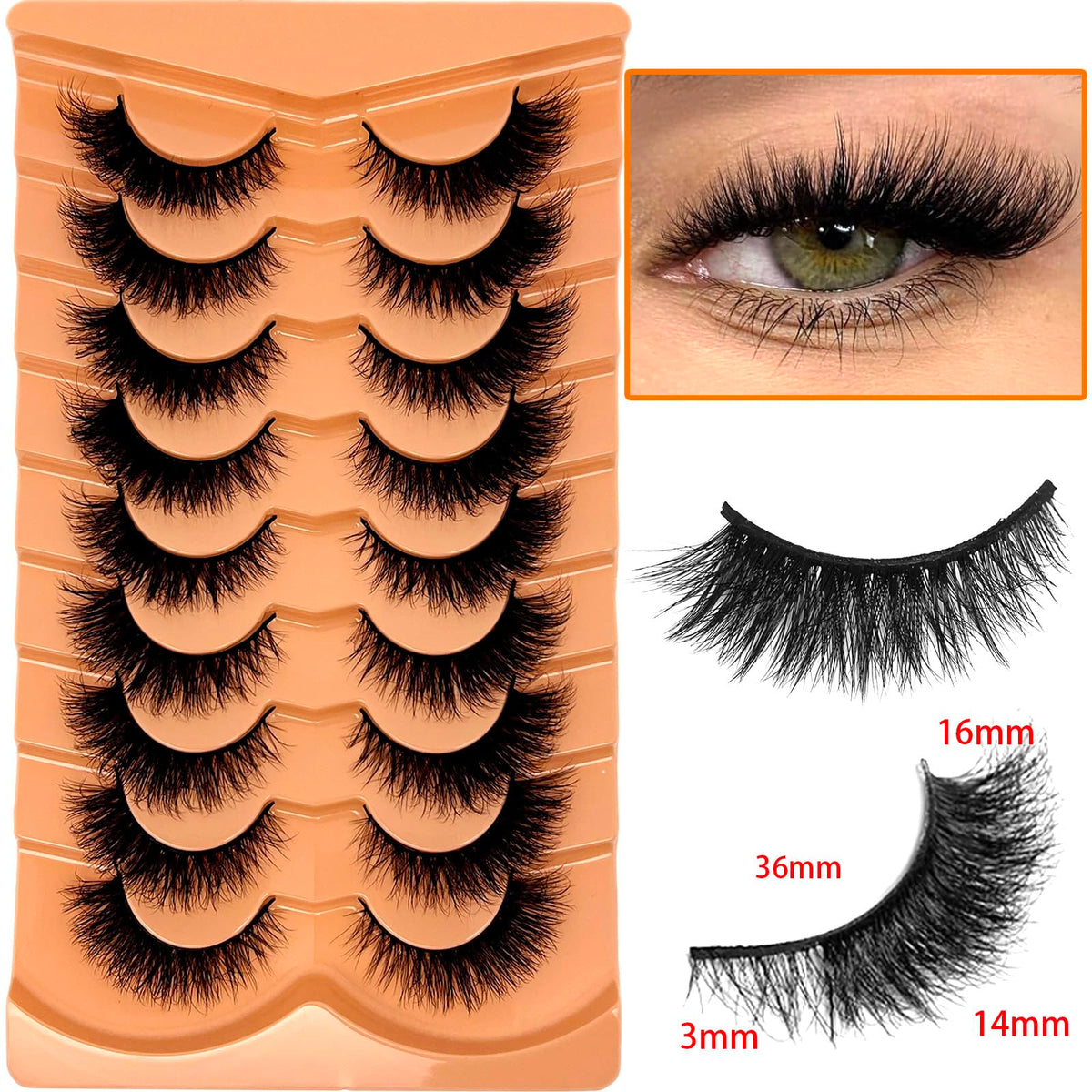 VOCOAK Cat Eye Lashes Mink Wispy Short Fluffy Strip Eyelashes Natural Look VOCOAK