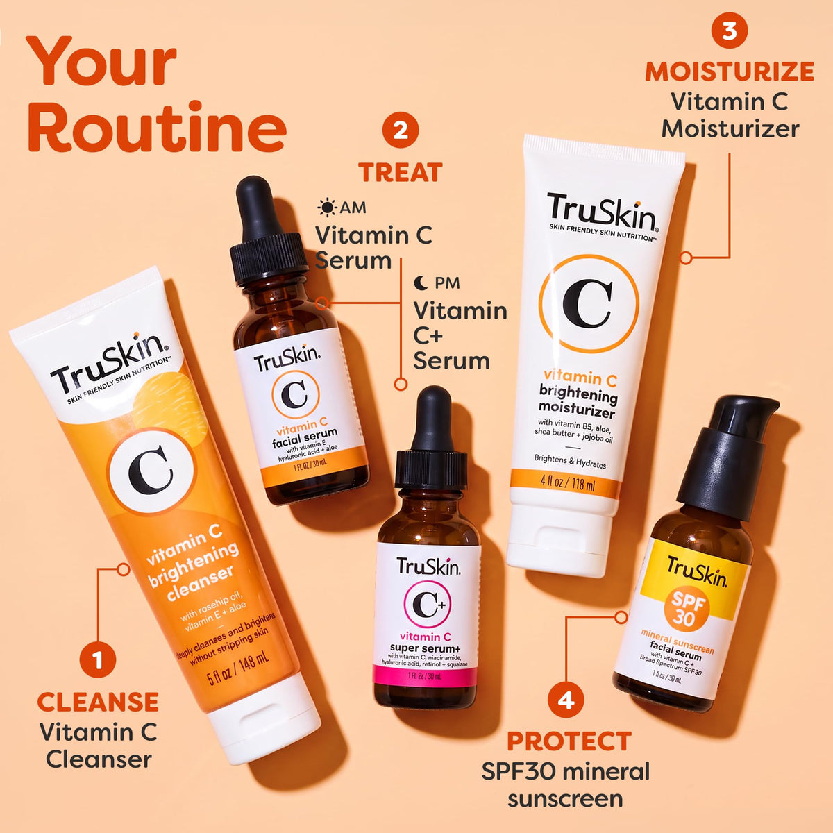 TruSkin Brightening Vitamin C Serum for Face with Hyaluronic Acid, 1 fl oz TruSkin Naturals