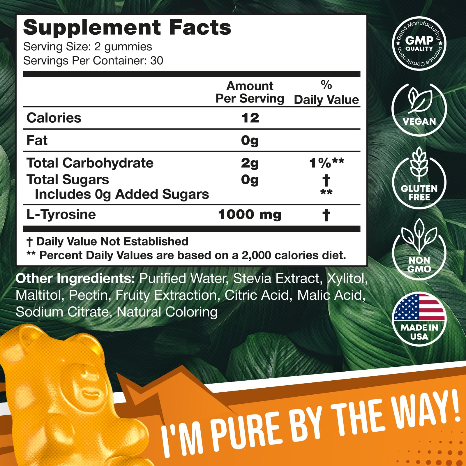 2 Pack - JOYLI L-Tyrosine Gummies 1000MG – Sugar-Free Vegan Focus Supplement & Mood Support for Kids & Adults – 500mg Per Gummy – Sleep Gummies for Memory, Energy & Wellness – 60 Pcs per Pack JOYLI Nutrition buy australia supplements