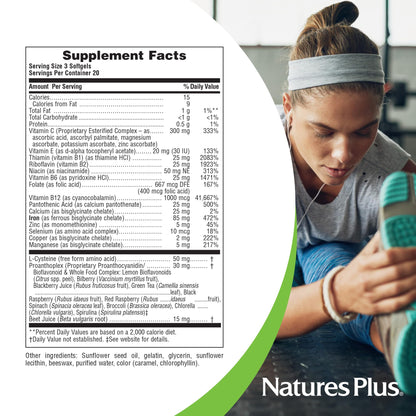 NaturesPlus Hema-Plex Iron - 60 Fast-Acting Softgels - 85 mg Iron + Vitamin C & Bioflavonoids for Healthy Red Blood Cells NaturesPlus