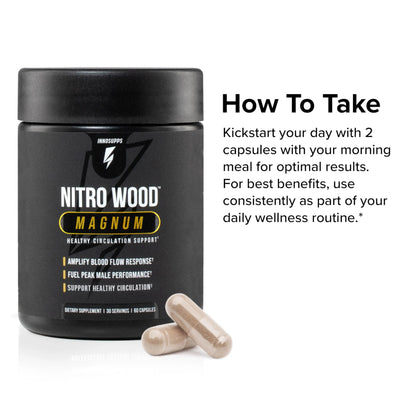 InnoSupps Nitro Wood Magnum – Nitric Oxide Booster for Men – Supports Blood Flow, Circulation & Male Performance – Stamina, Endurance & Size Support – 60 Veg Capsules InnoSupps