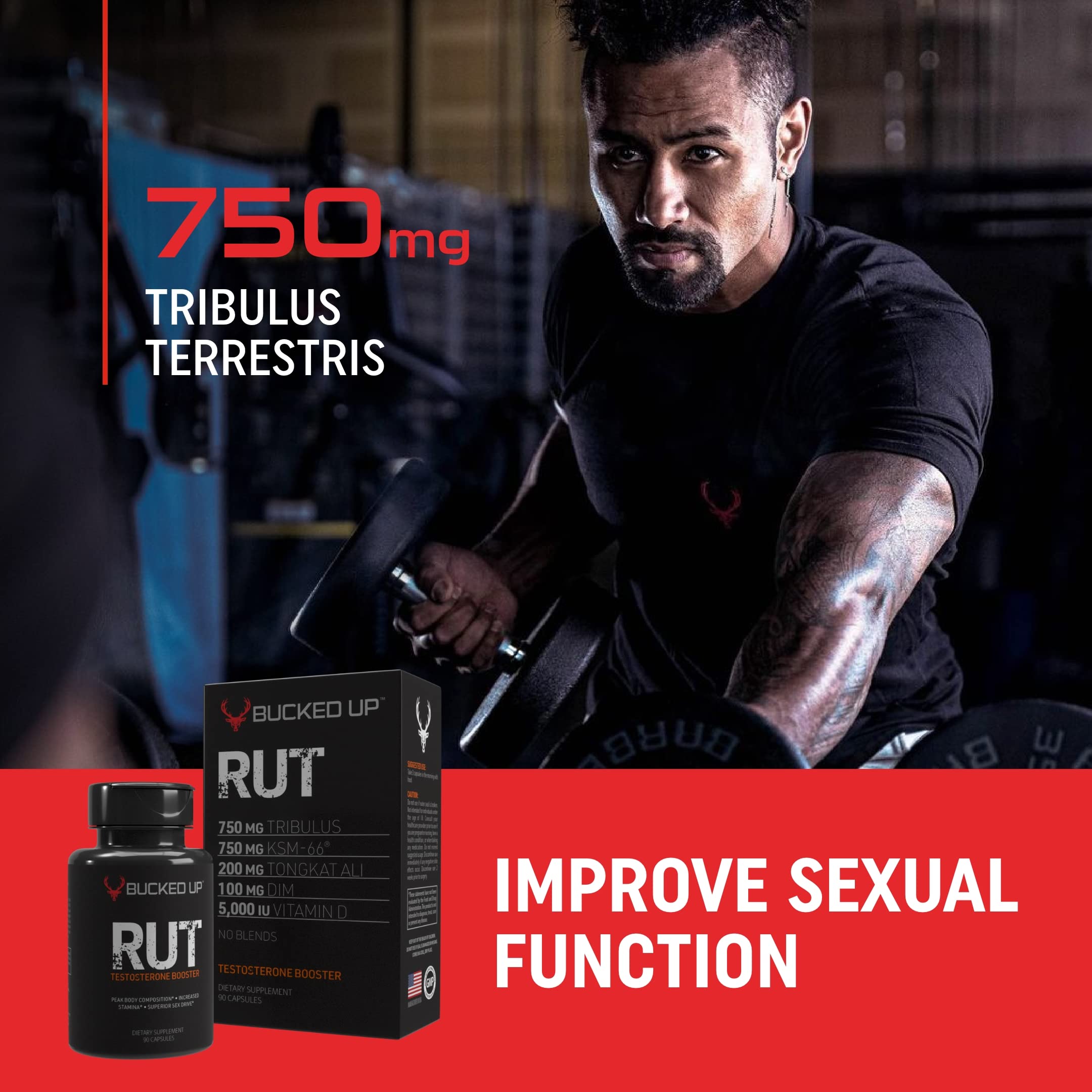 Bucked Up RUT - Testo Booster - Best All-Natural Test Formula for Men - Energy, Endurance, Strength, and Stamina Booster - Muscle Composition Aid - Male Supplements (90 Capsules/Pills) TyeinGo buy australia supplements