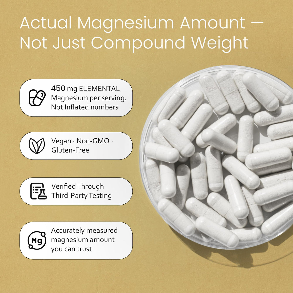 NaturaLife Labs Magnesium Glycinate - 450 mg per Serving – 120 Vegan Capsules - Non-GMO, Gluten-Free, Vegan NaturaLife Labs