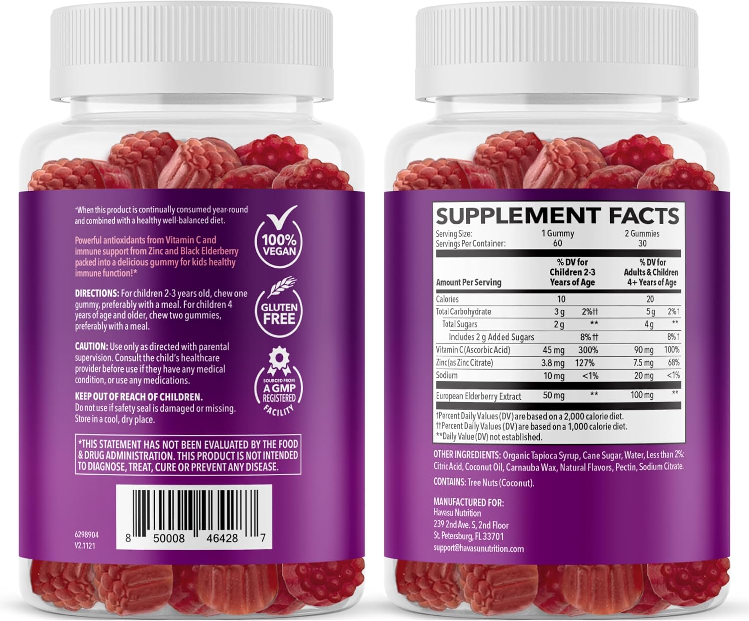 Elderberry Gummies for Kids with Vitamin C & Zinc, Berry, 30 Servings | Vegan, Non-GMO, Gluten Free Immune Support for Children, Daily Defense with Antioxidants & Essential Nutrients, 60 Count Gsupps Australia