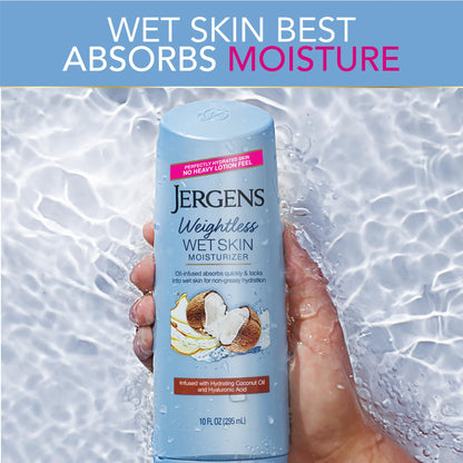 Jergens Wet Skin Body Lotion with Coconut Oil, In Shower Lotion for Dry Skin, Fast-Absorbing, Non-Sticky, Dermatologist Tested, 10 Ounce Jergens